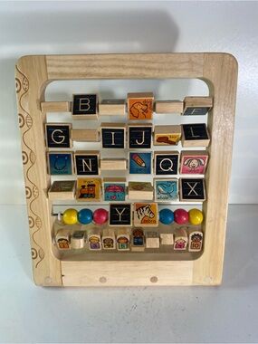 B Toys Wooden Educational Easel 
Alphabet Numbers Colors 12”x14”